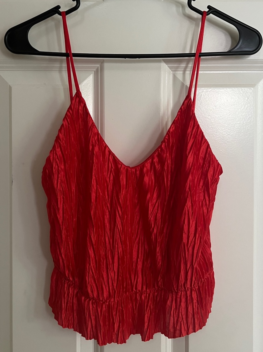 Zara Crinkle Red Spaghetti-Strap Camisole